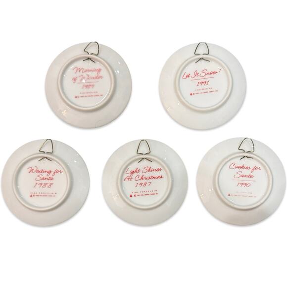 Porcelain Plate Retired Hallmark Keepsake 5 Christmas Ornaments 1987-1991 MINT - Picture 3 of 13